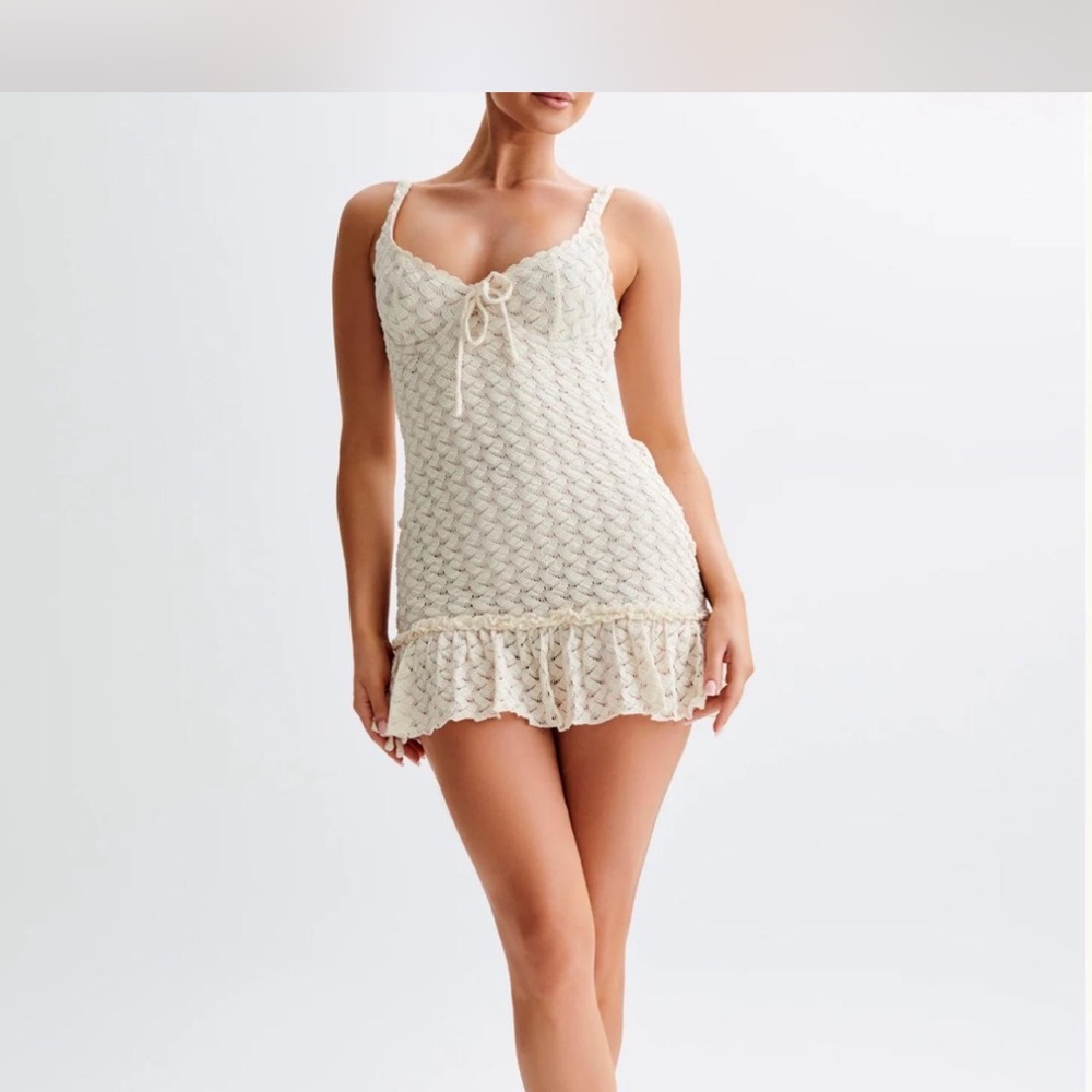 Meshki Cream Lace Mini Dress